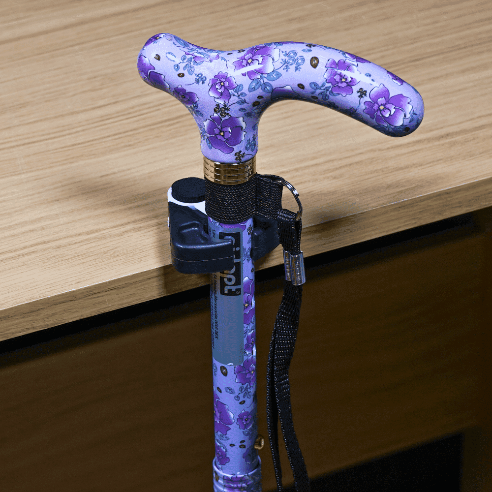 clip for walking stick in use