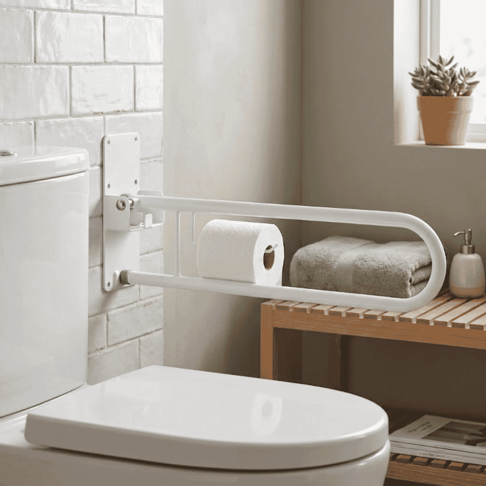 collapsible toilet support rail lifestyle