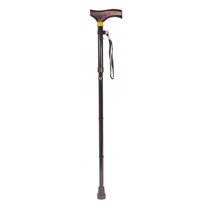 collapsible walking stick with wooden handle