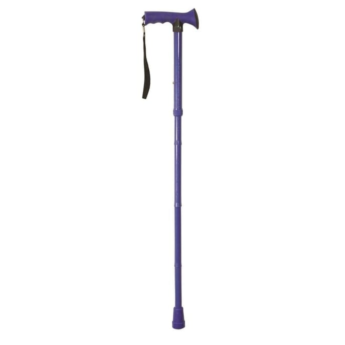 coloured folding walking stick bright blue