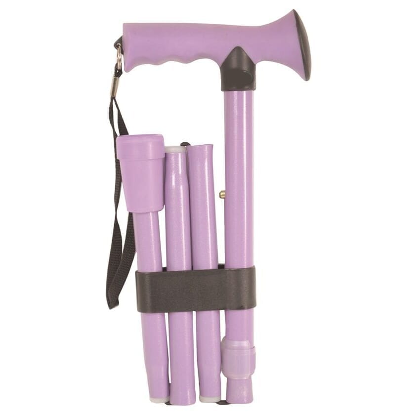 coloured folding walking stick lilac folded