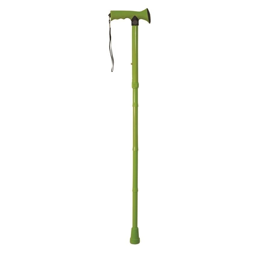 coloured folding walking stick lime green