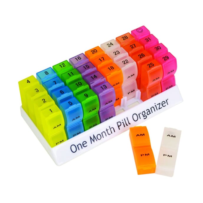 colourful one month pill organiser