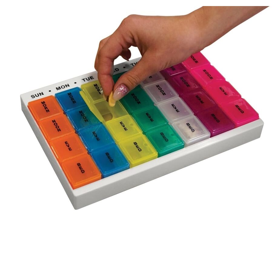 colourful week day multi pill dispenser2
