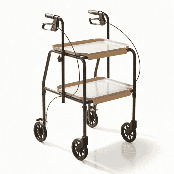 combination trolley walker cream and brown