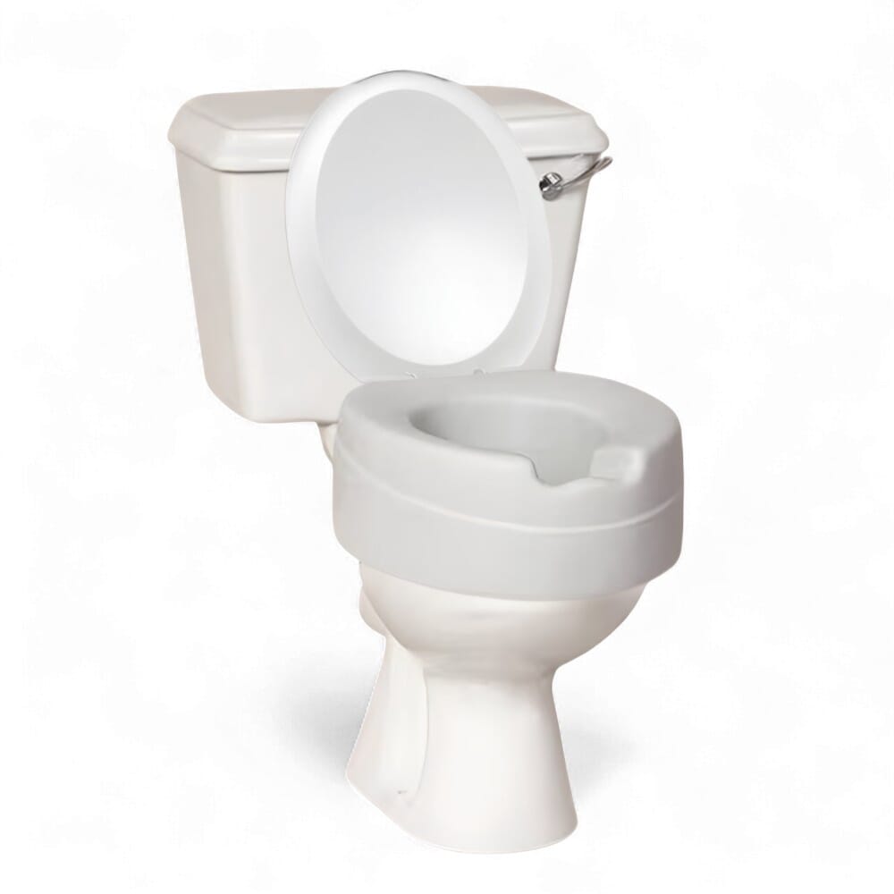 comfyfoam raised lidded toilet seat on toilet