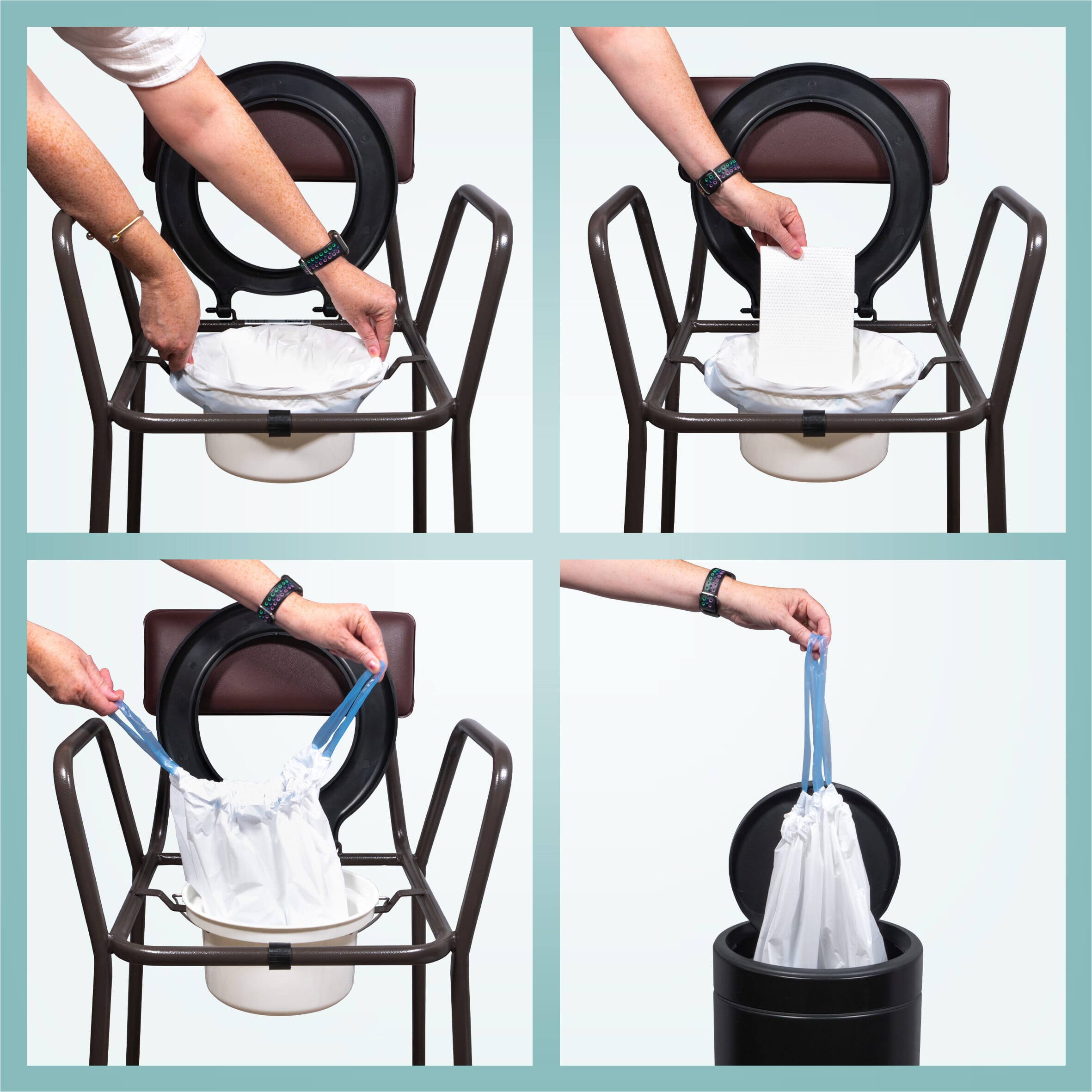 commode liners with absorbent pads box of 50 3