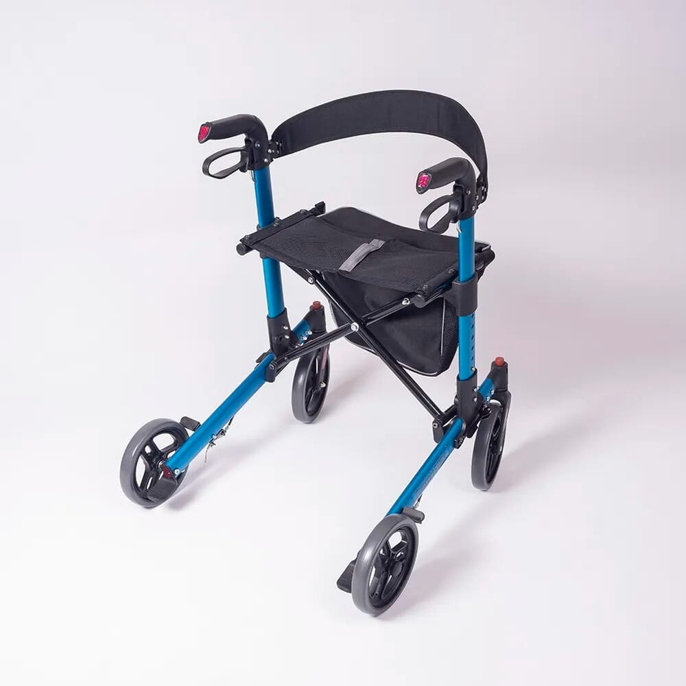 compact adjust rollator blue back