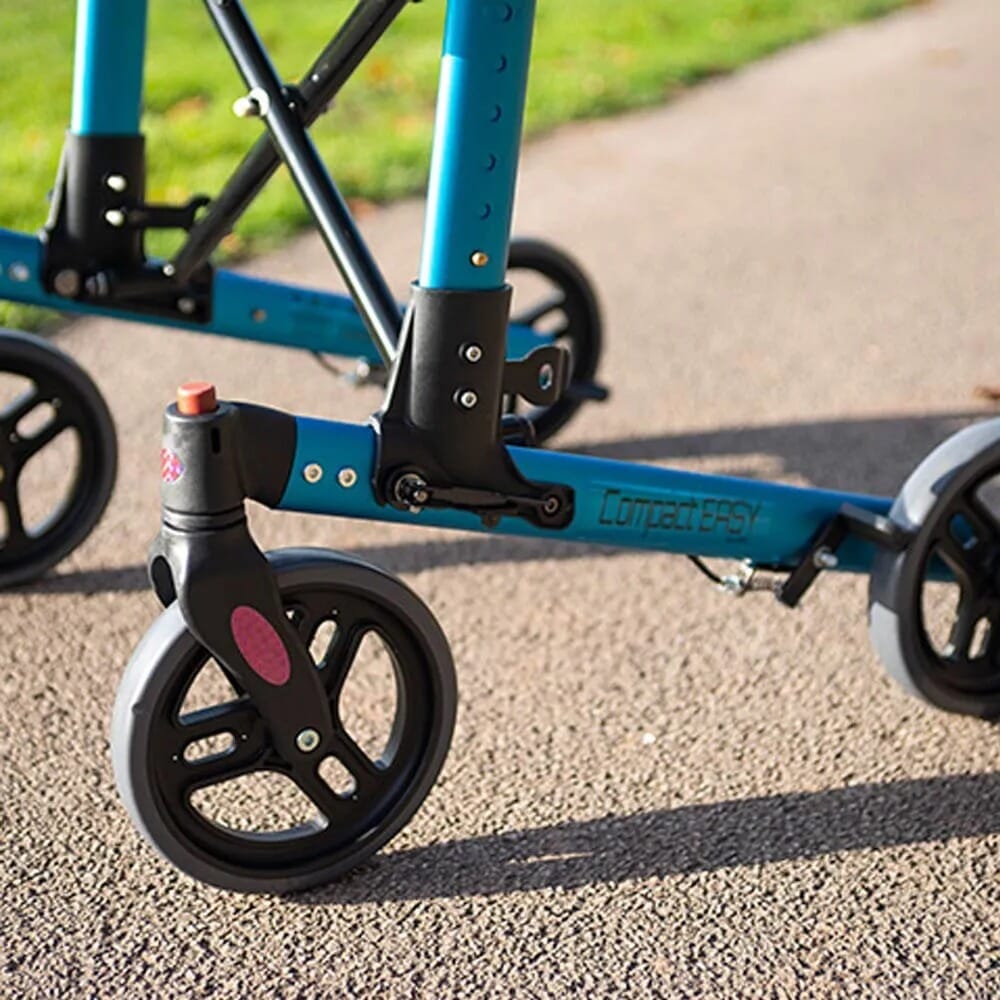 compact adjust rollator blue wheels