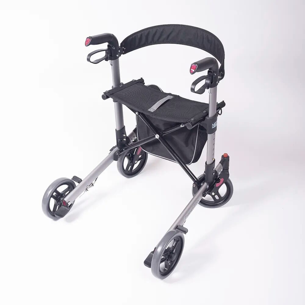 compact adjust rollator silver back