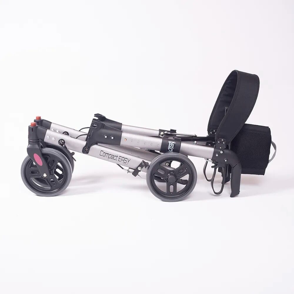 compact adjust rollator silver folded