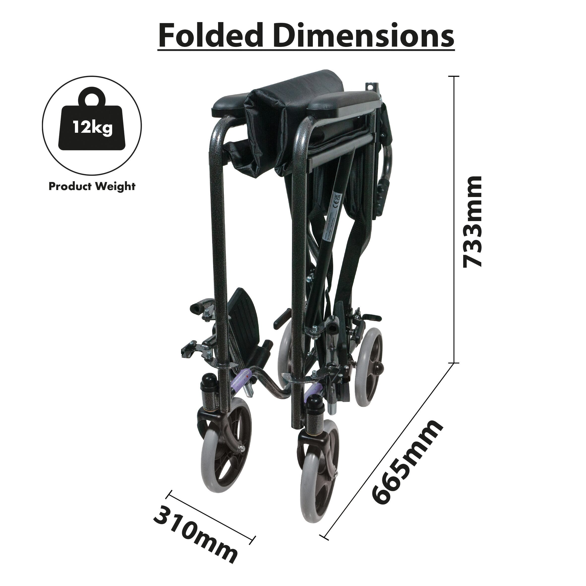 compact folding transit chair folded measurements