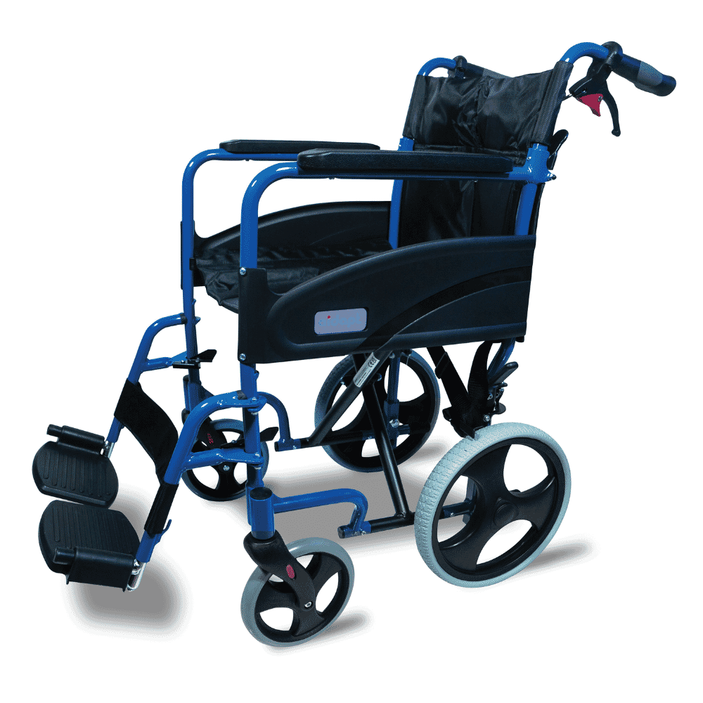 compact transit wheelchair blue