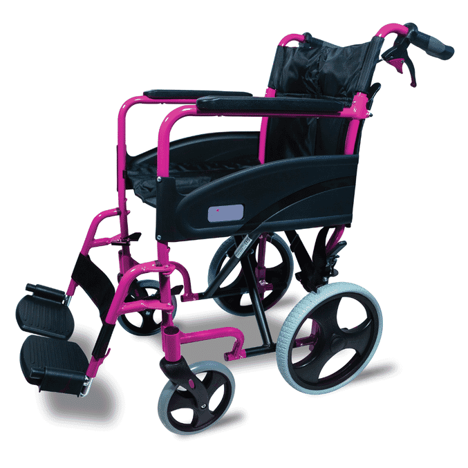 compact transit wheelchair deep pink
