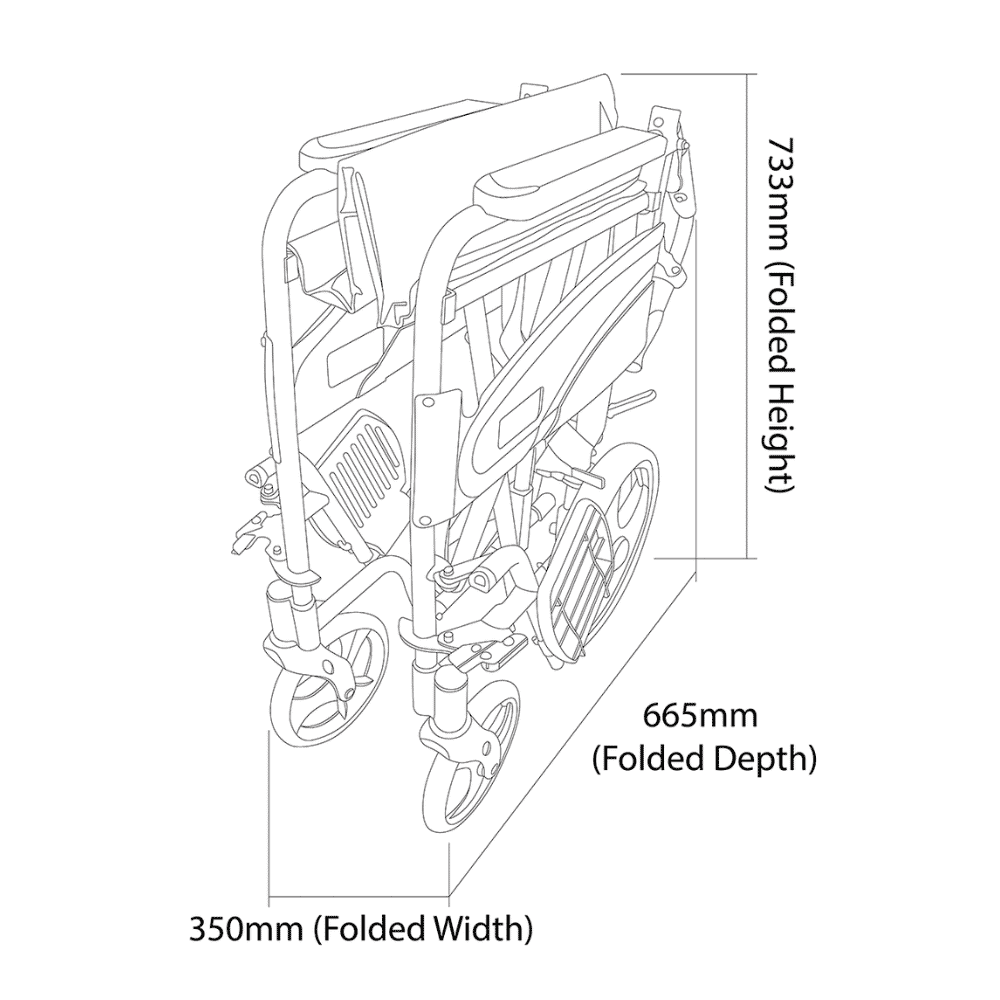 compact transit wheelchair hammered effect folded dimensions