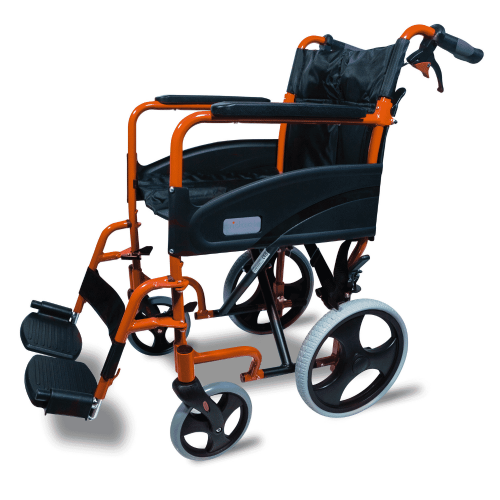 compact transit wheelchair orange