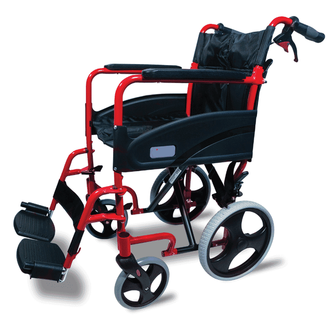 compact transit wheelchair red