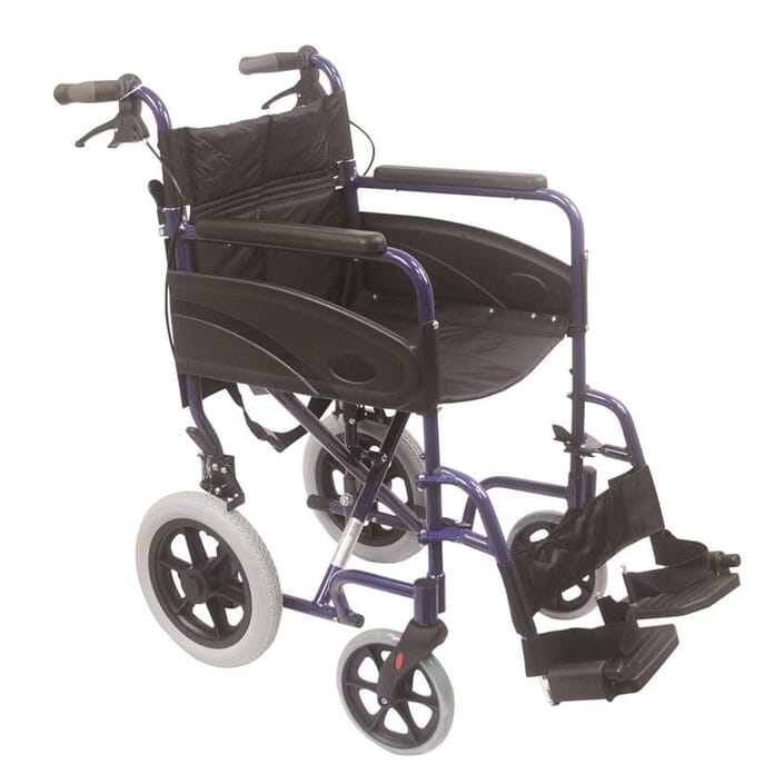 compact transport aluminium wheelchair blue