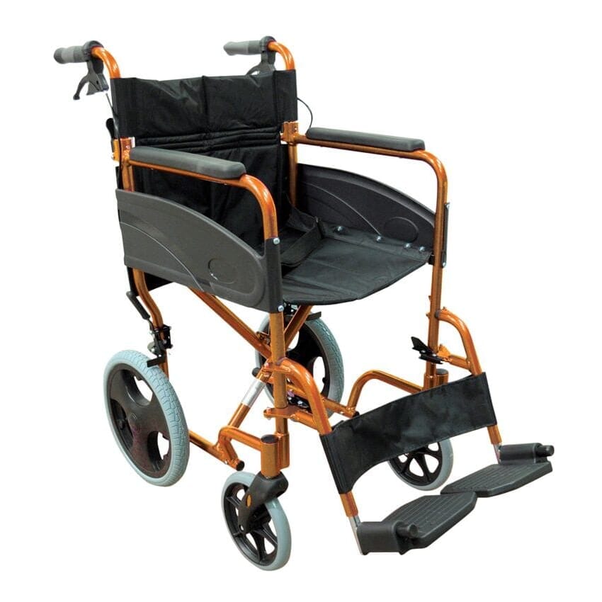 compact transport aluminium wheelchair orange