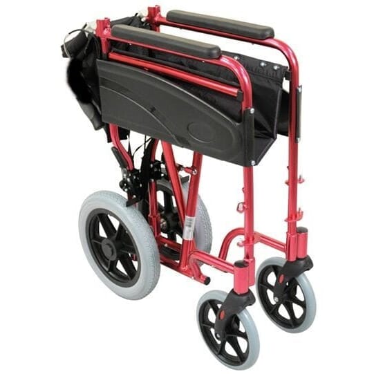 compact transport aluminium wheelchair red folded