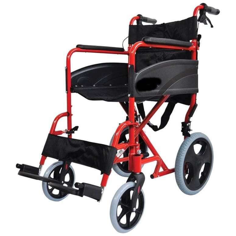 compact transport aluminium wheelchair red