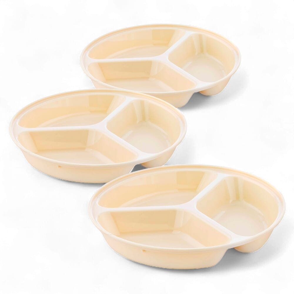 compartment plate 25 5cm deep plate beige pack of 3