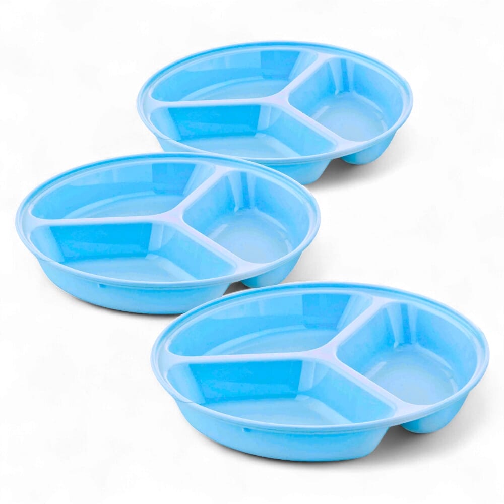 compartment plate 25 5cm deep plate blue pack of 3