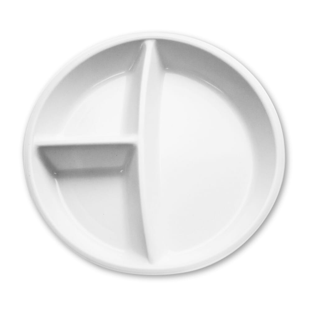 compartment plate 26cm plate white top down