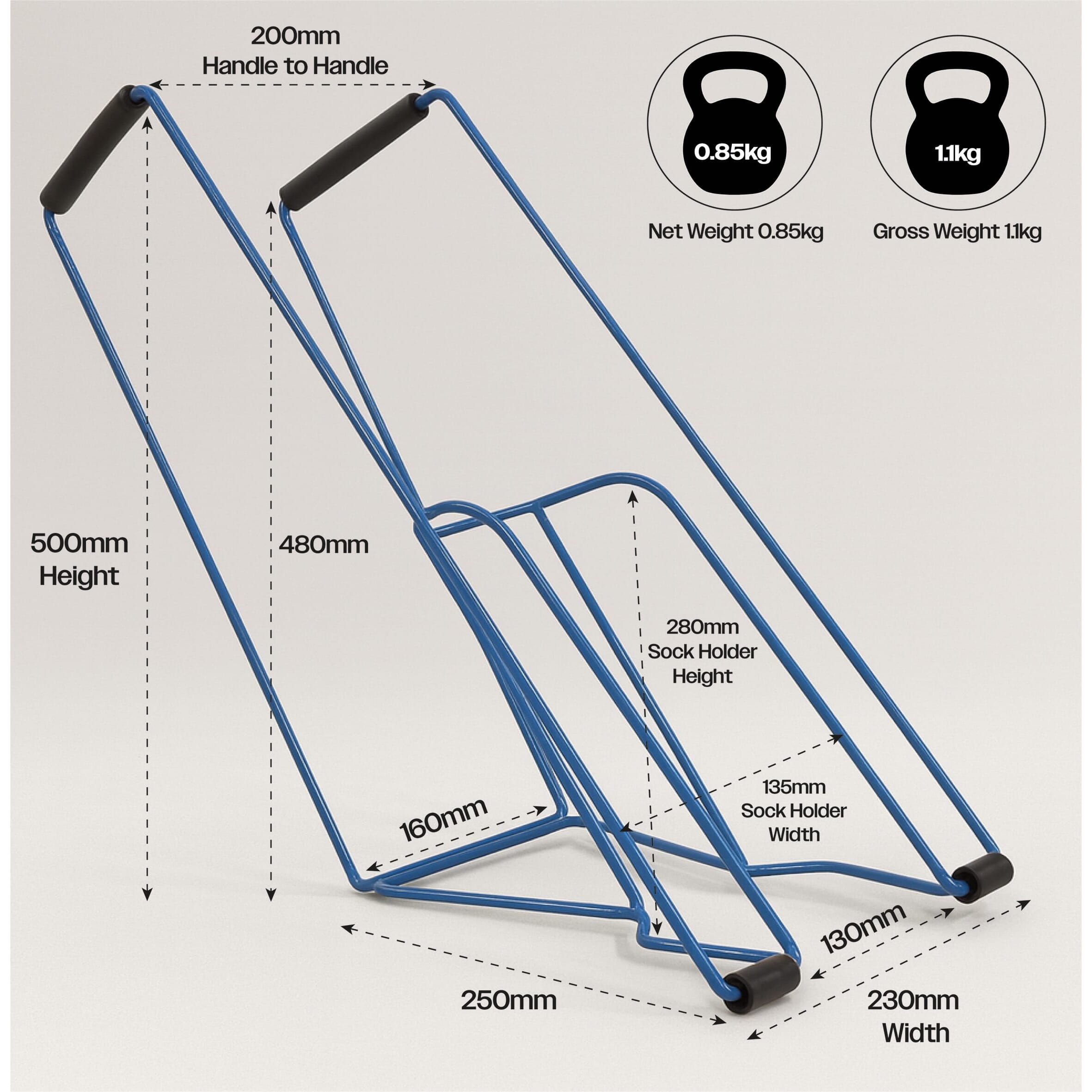 compression stocking frame dimensions