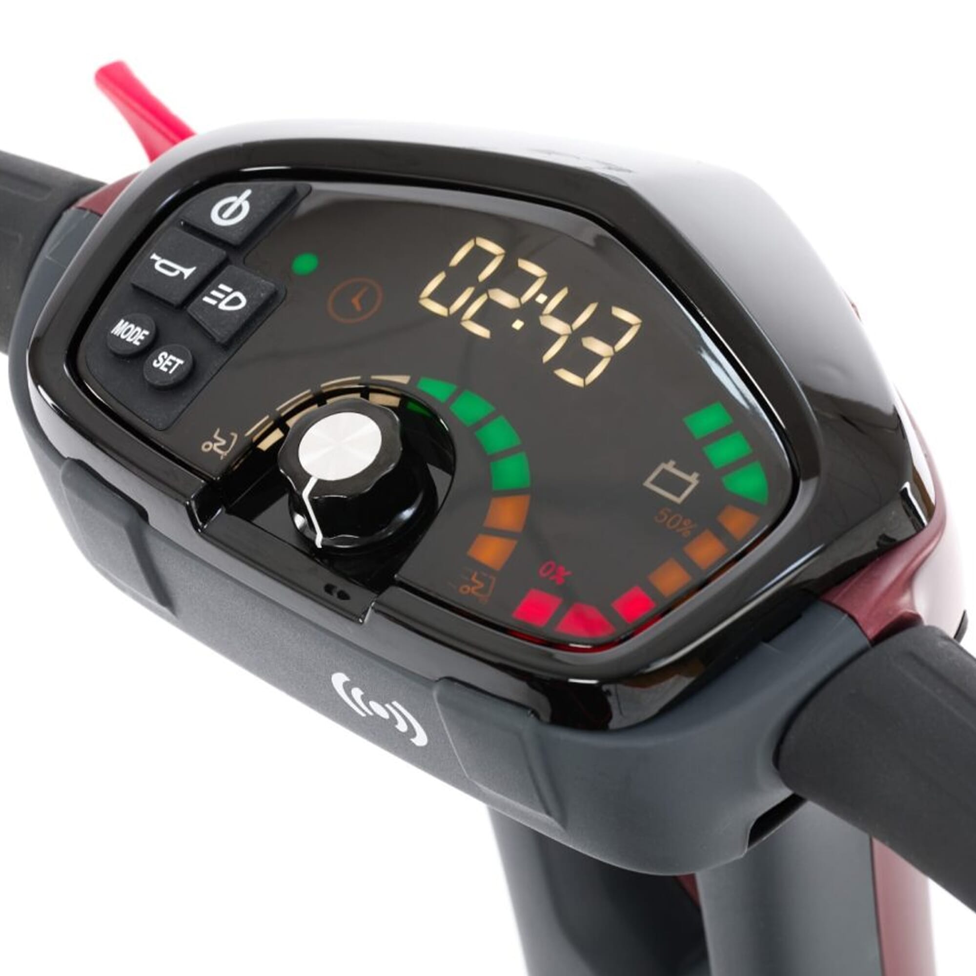 connex folding mobility scooter burgundy controls