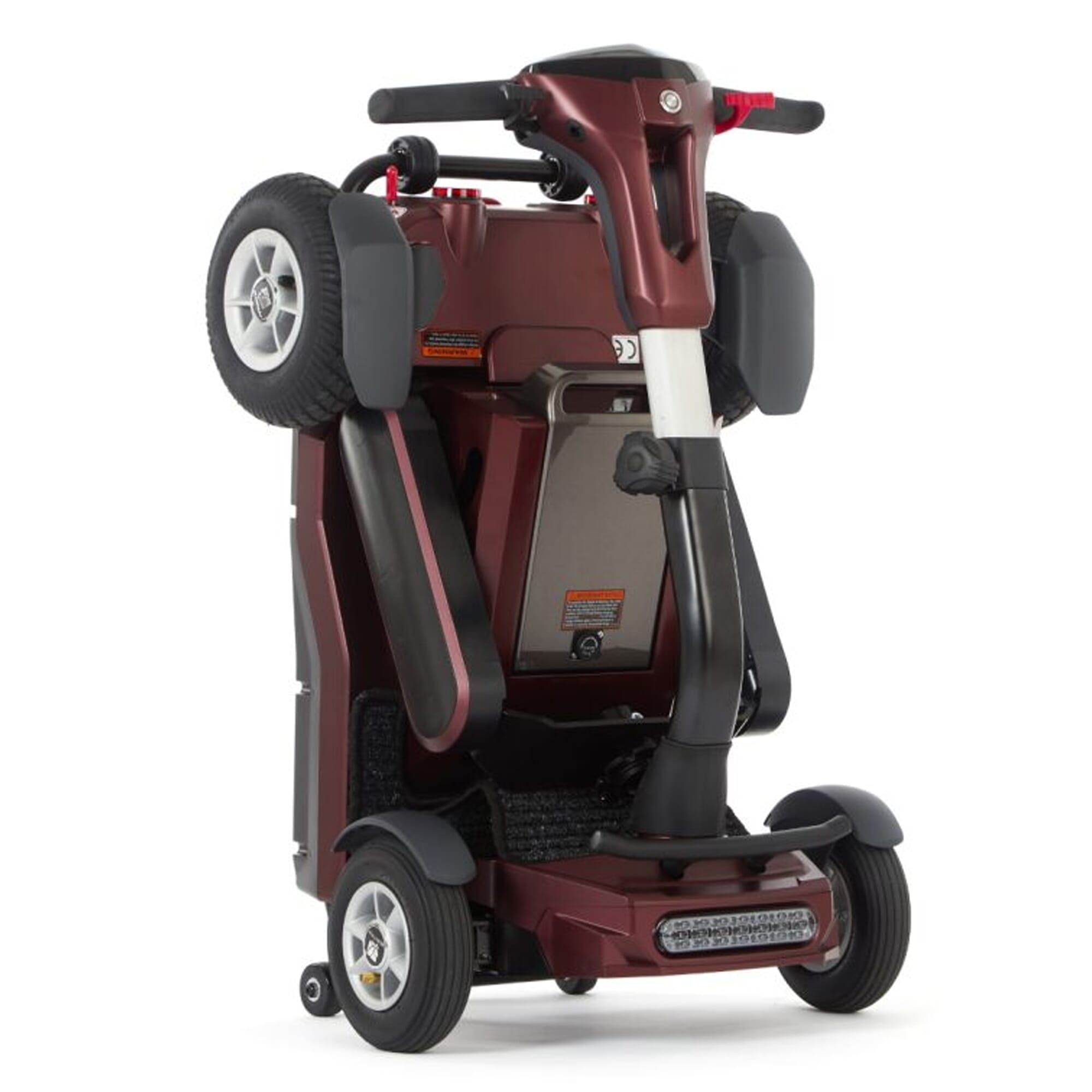 connex folding mobility scooter burgundy folded