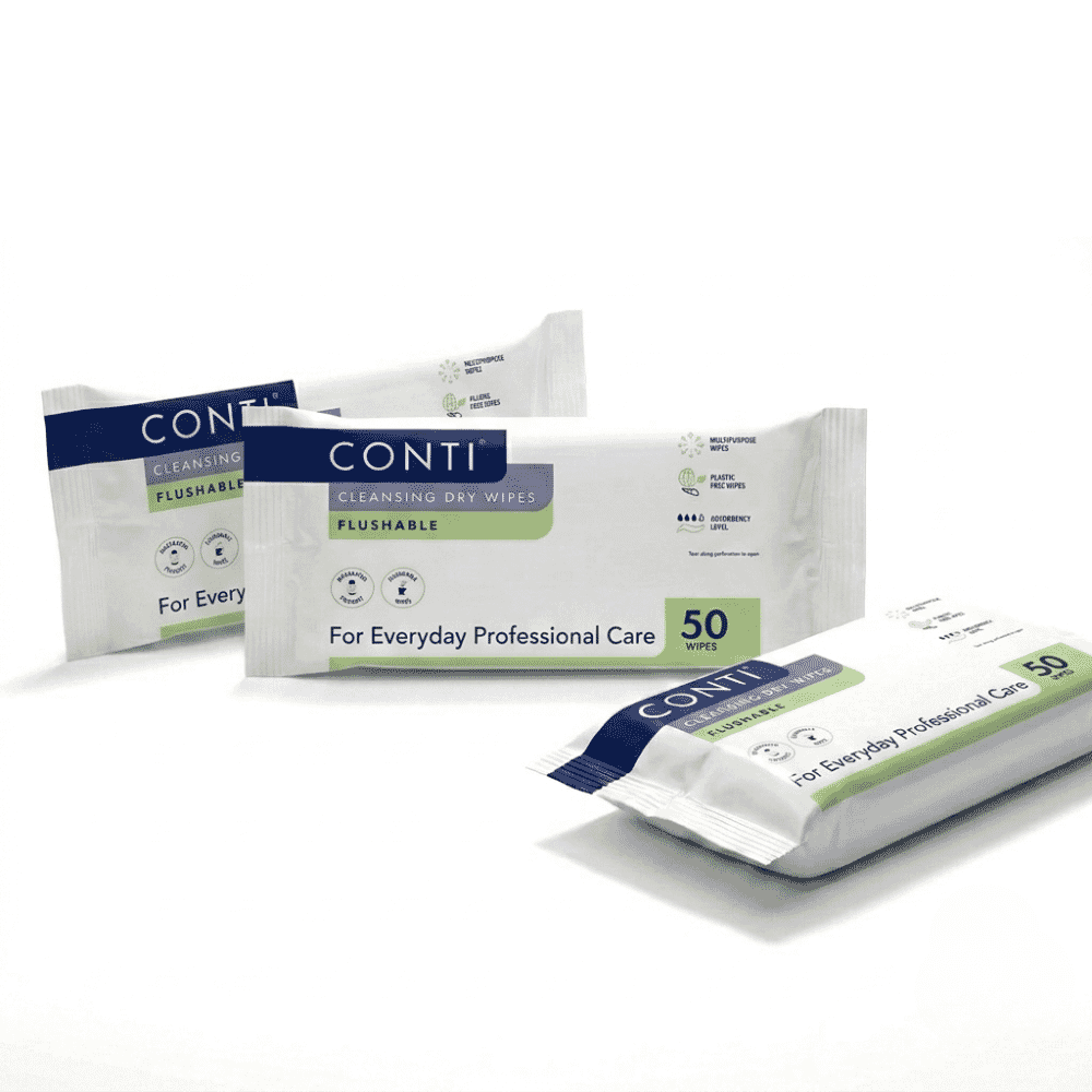 conti cleansing dry wipes flushable pack of 3