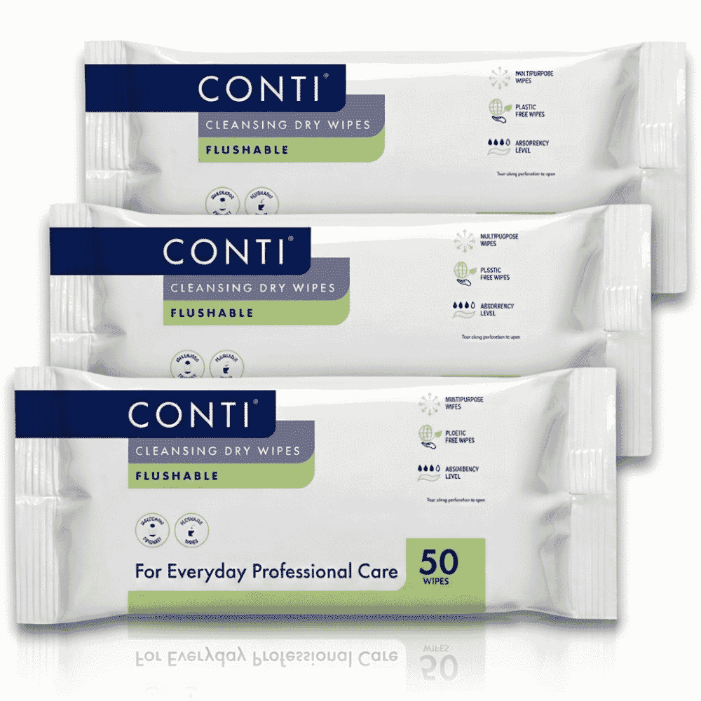 conti cleansing dry wipes flushable triple pack