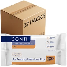 Conti Cleansing Dry Wipes Lite Large - Case of 32 Packs