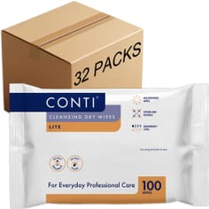 Conti Cleansing Dry Wipes Lite Small - Case of 32 Packs