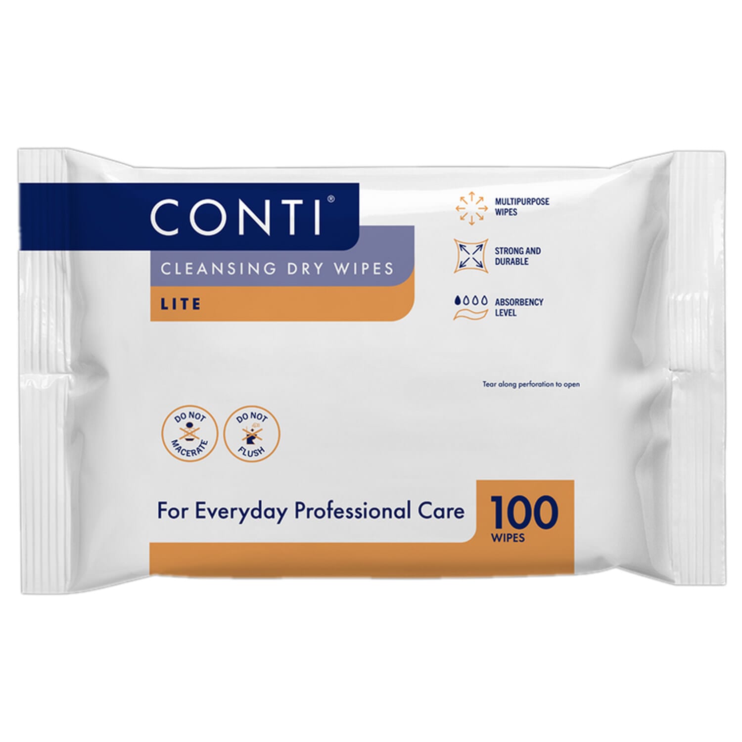 View Conti Cleansing Dry Wipes Lite Small Case of 32 Packs information