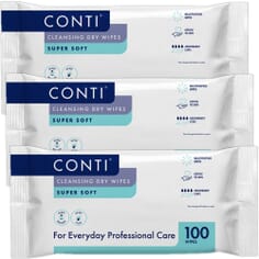 Conti Cleansing Dry Wipes Super Soft Large - Triple Pack