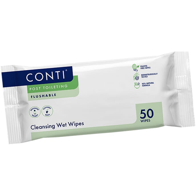 conti post toileting wet wipes fragrance free 1 pack of 50 large wipes