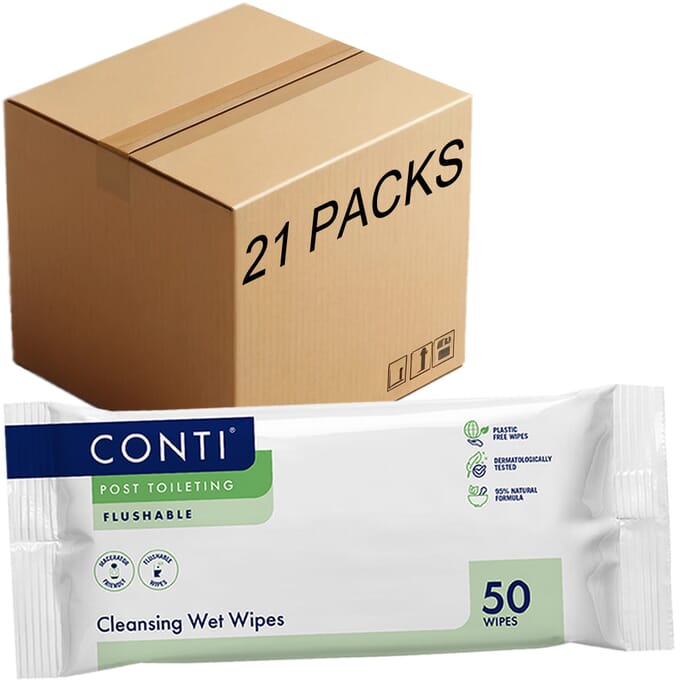 conti post toileting wet wipes fragrance free 21 packs of 50 large wipes