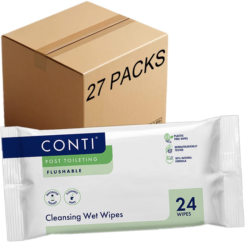 conti post toileting wet wipes fragrance free 27 packs of 24 wipes