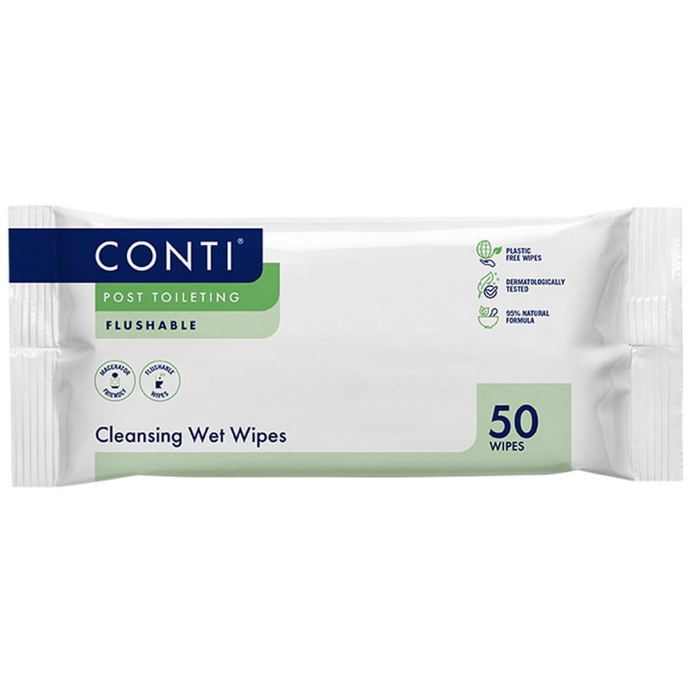 View Conti Post Toileting Wet Wipes Fragrance Free 50 Wipes Large information