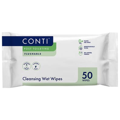 Conti Post Toileting Wet Wipes Fragrance Free 50 Wipes