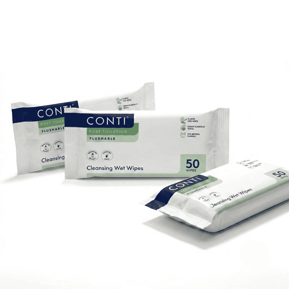 conti post toileting wet wipes fragrance free pack of 3 50 large wipes