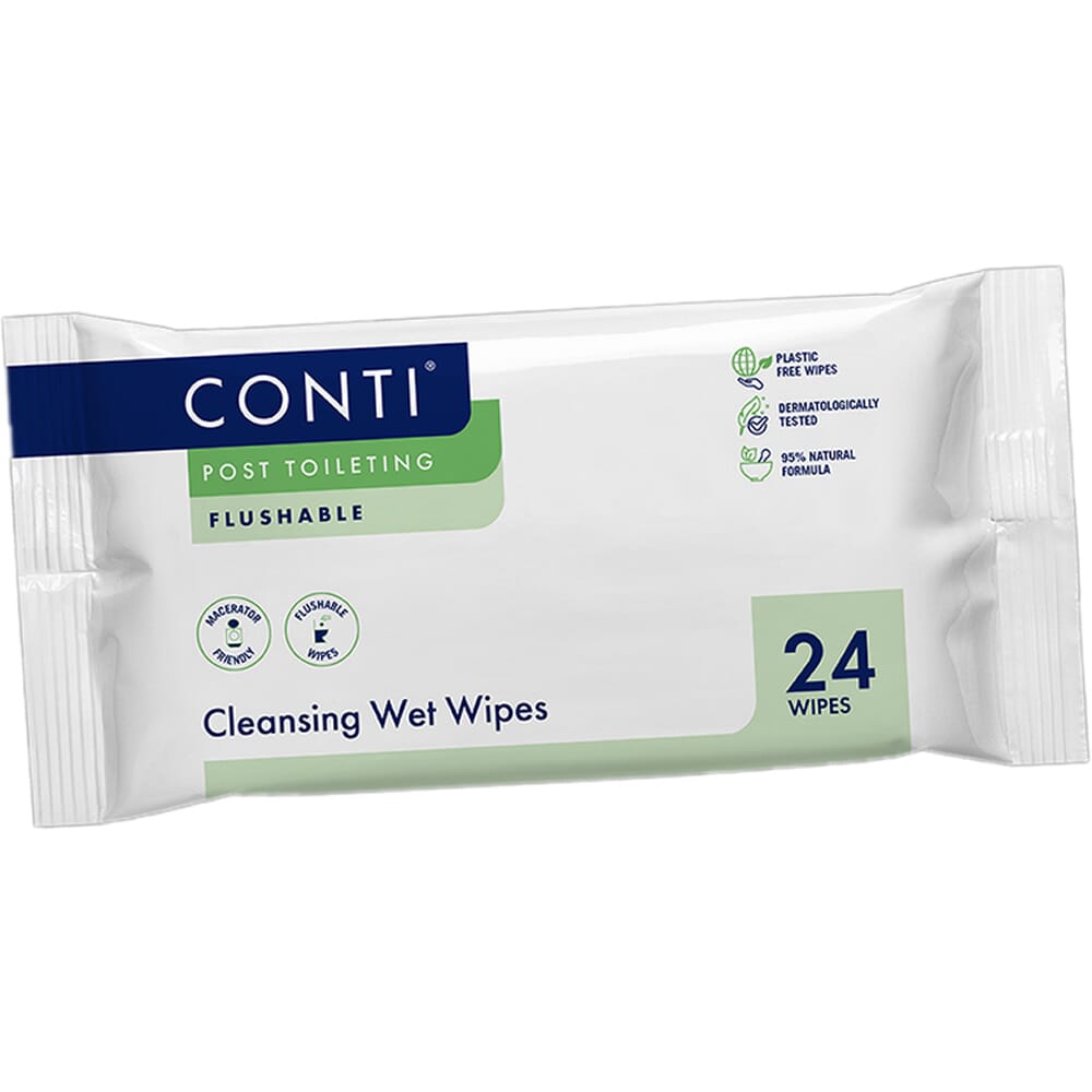 View Conti Post Toileting Wet Wipes Fragrance Free 3 Packs of 50 Large Wipes information