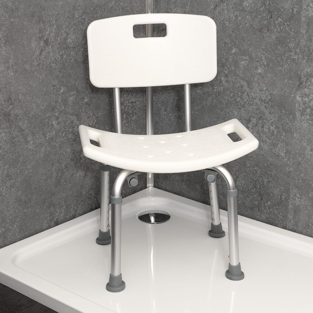 contour shower stool with backrest in shower