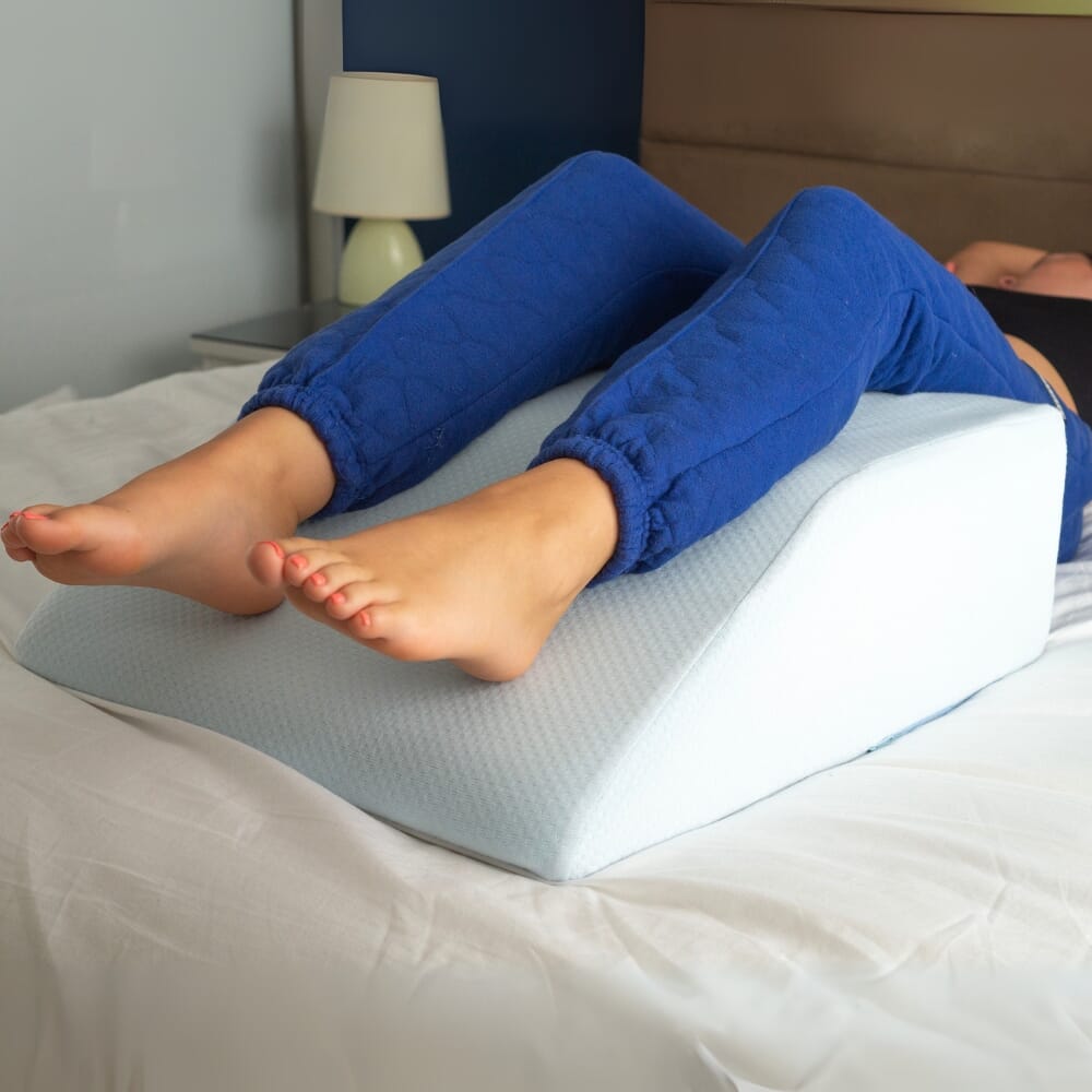 cooling leg wedge pillow in use