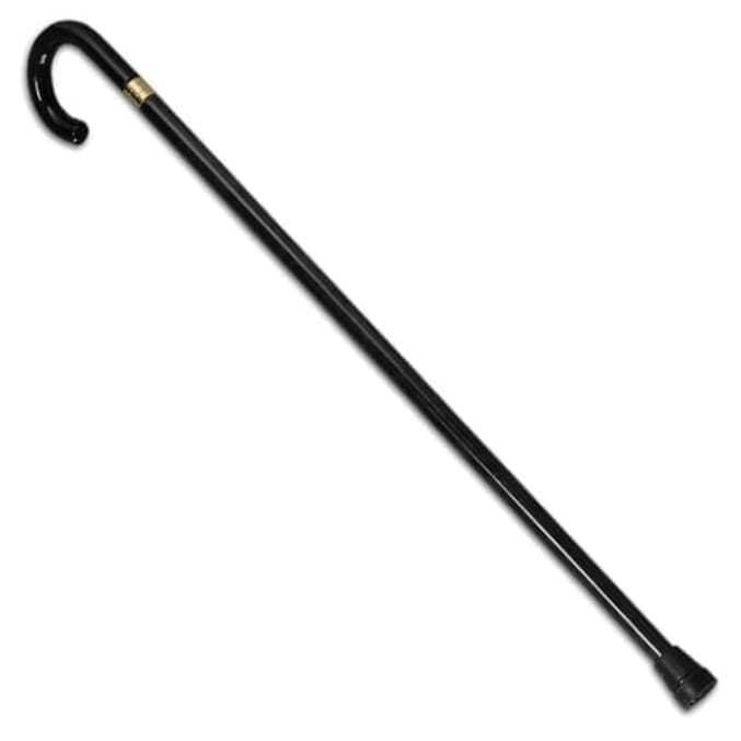 crook handle walking stick black