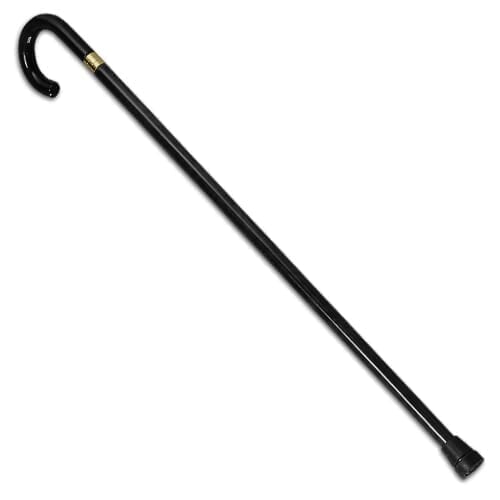 crook handle walking stick black