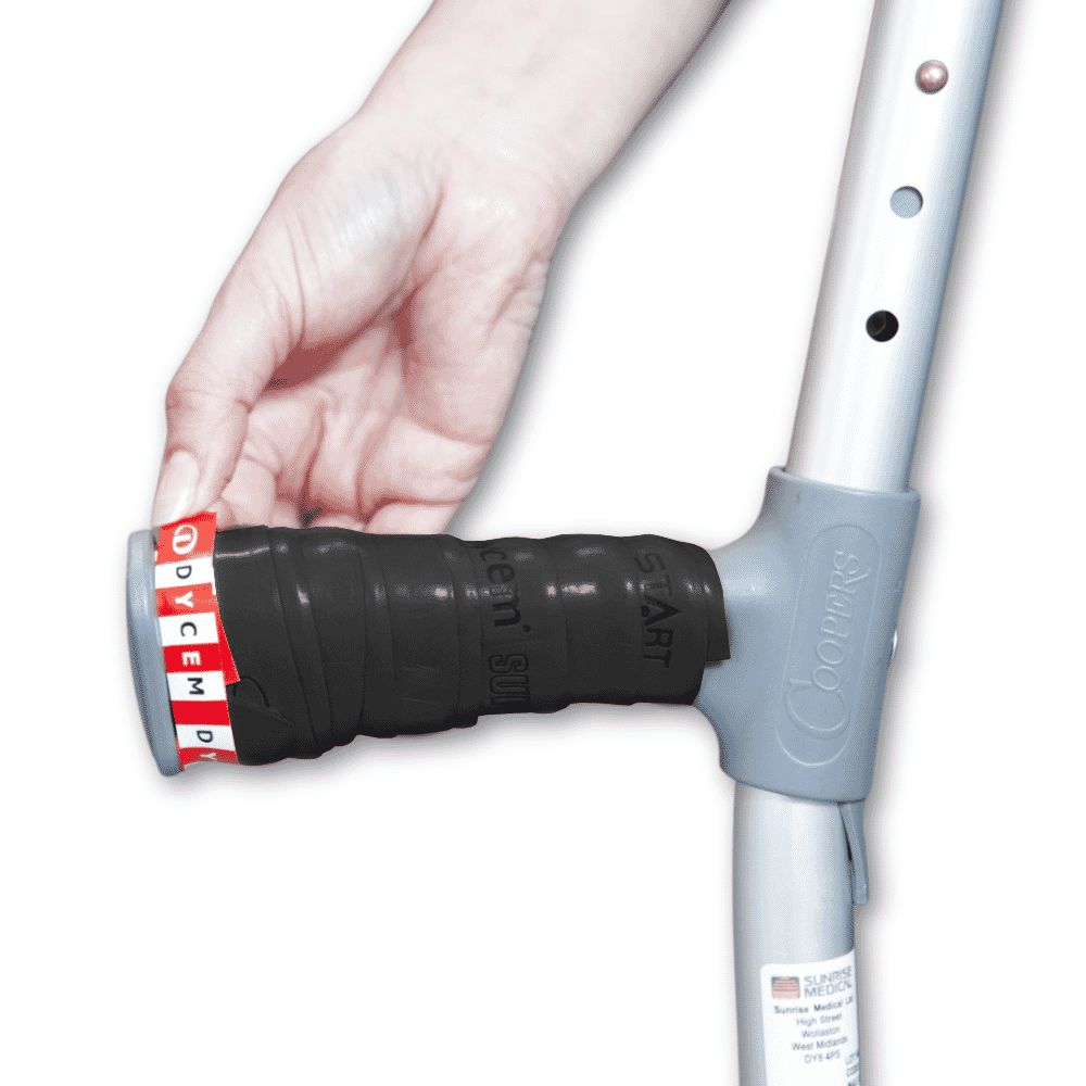 crutch handle grip tape black in use