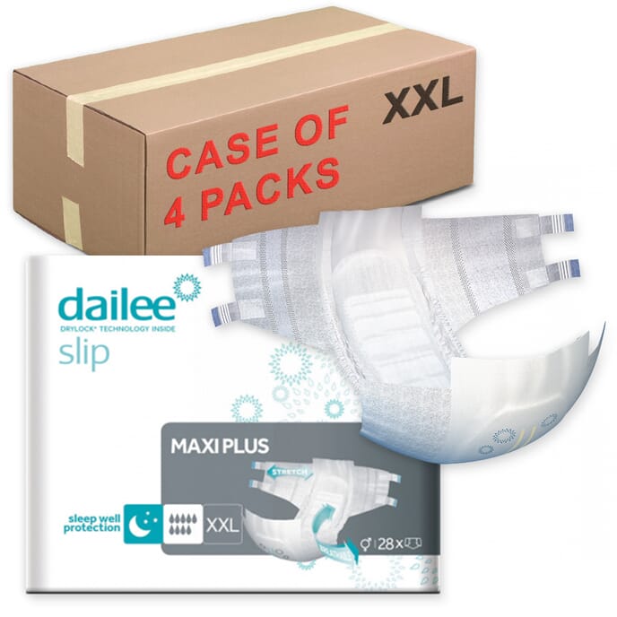 dailee slip premium maxi plus xxl case of 4 x 28